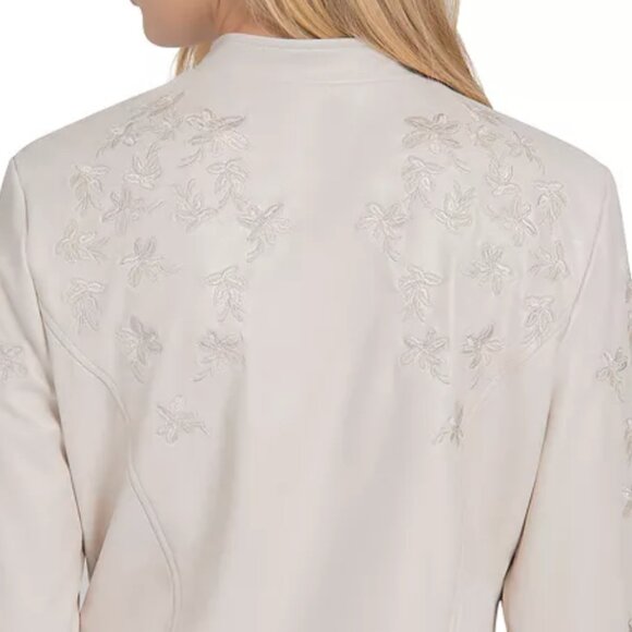 Lyssé Jamie Faux-Leather Embroidered Moto Jacket Size Small - Picture 3 of 12